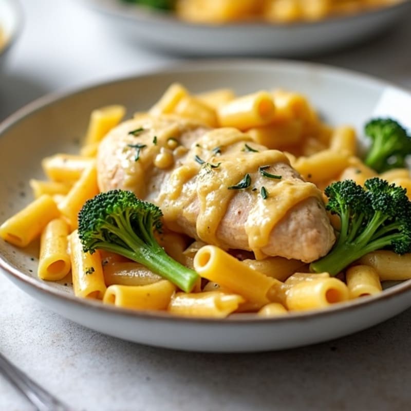 Creamy Cheesy Baked Chicken and Veggie Pasta