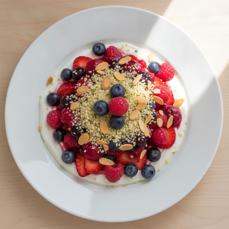 Greek Yogurt Protein Parfait with Mixed Berries