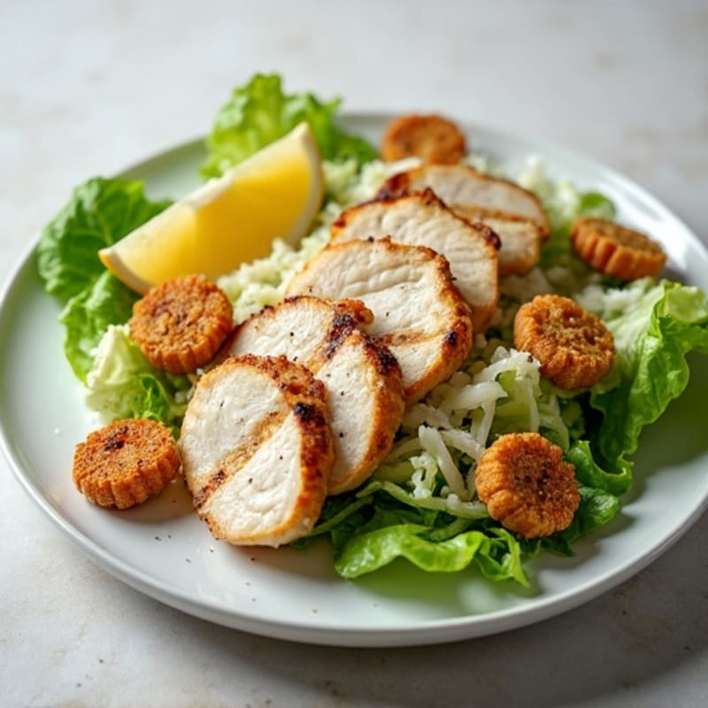 Grilled Chicken Caesar Salad with Crispy Romaine