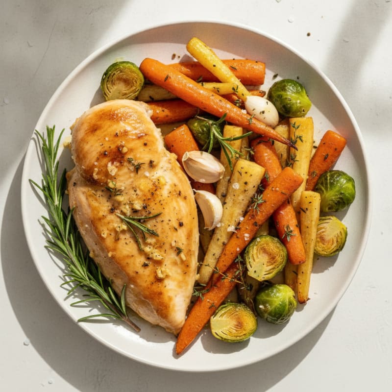 Garlic Herb Roasted Chicken with Root Vegetables