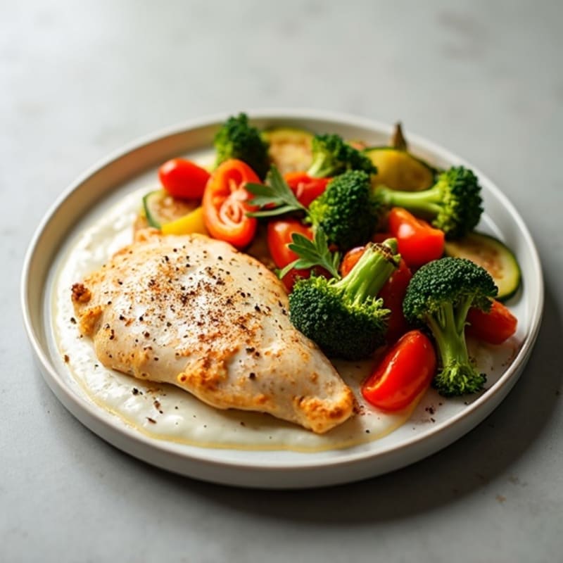Creamy Spiced Chicken with Roasted Vegetables