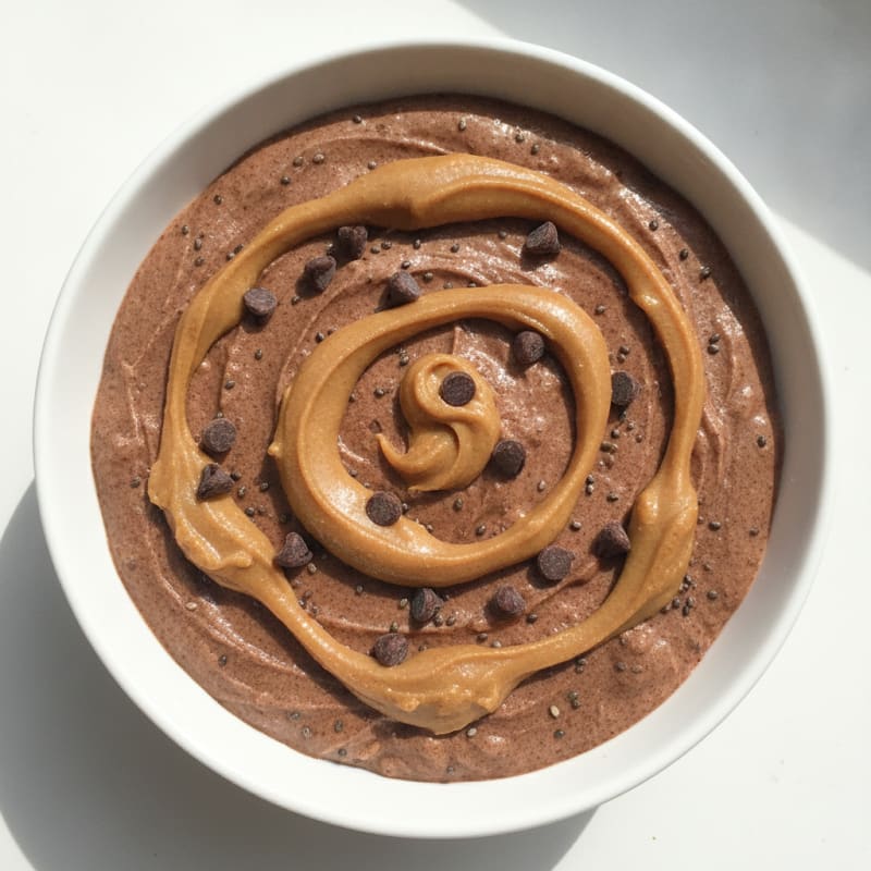 Greek Yogurt Chocolate Protein Mousse with Peanut Butter Swirl