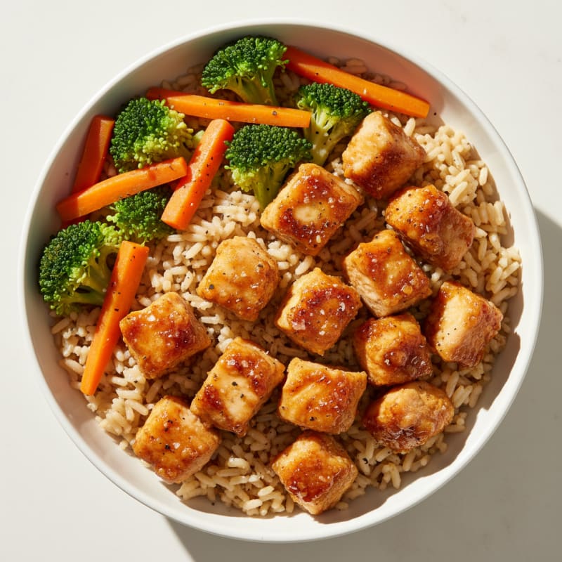 Crispy Honey-Garlic Chicken Bowls