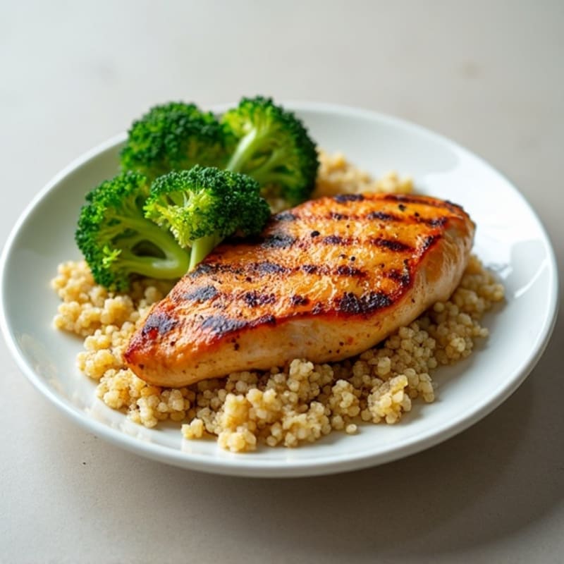 Grilled Chicken Breast with Quinoa and Steamed Broccoli