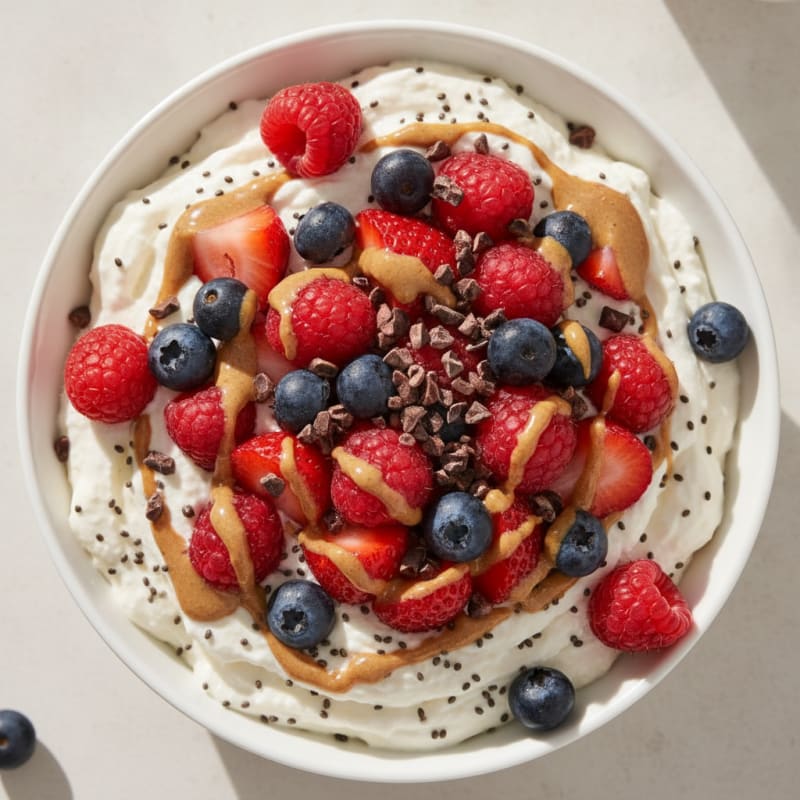 Greek Yogurt Protein Mousse with Mixed Berries