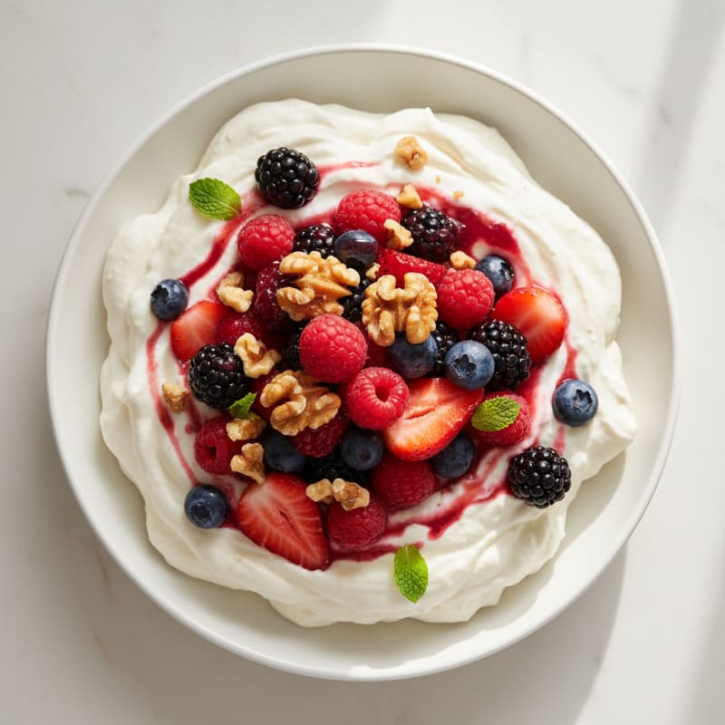 Greek Yogurt Protein Mousse with Mixed Berries