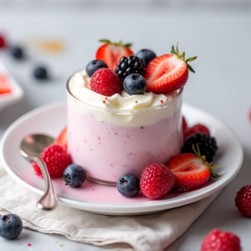 Silky Greek Yogurt Protein Mousse with Whey Protein and Mixed Berries