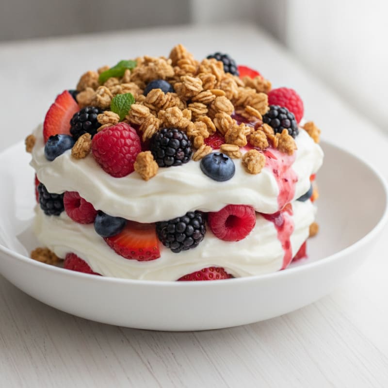 Creamy Greek Yogurt Parfait with Mixed Berries and Protein Granola
