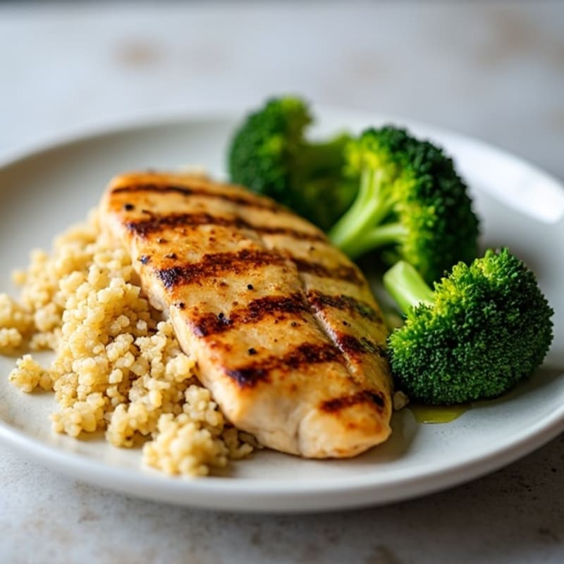 Grilled Chicken Breast with Quinoa and Steamed Broccoli