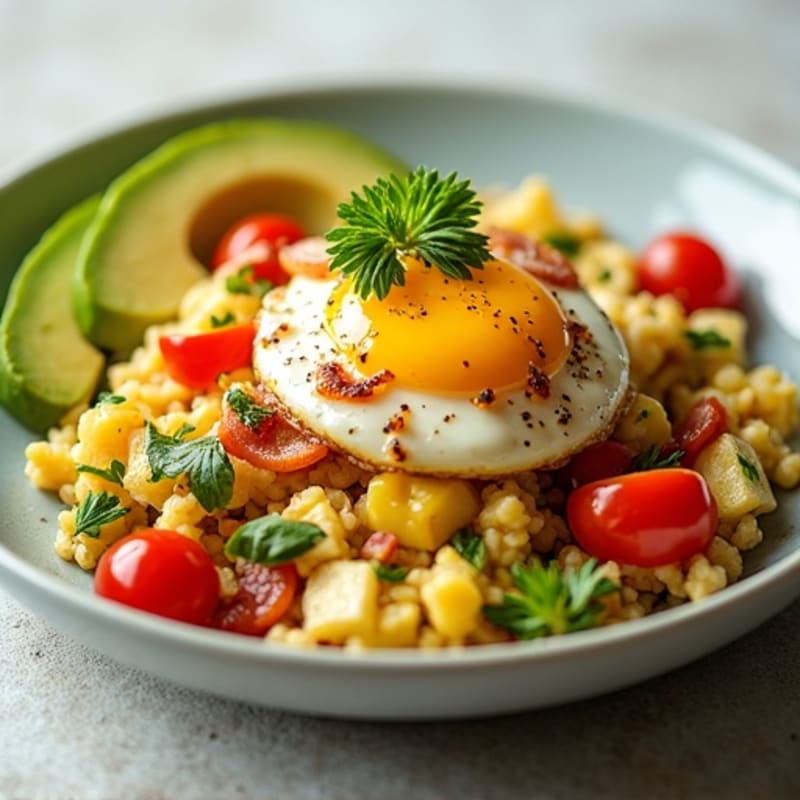 Egg White Veggie Scramble with Turkey Bacon