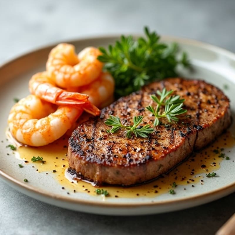 Herb-Crusted Surf and Turf with Garlic Butter
