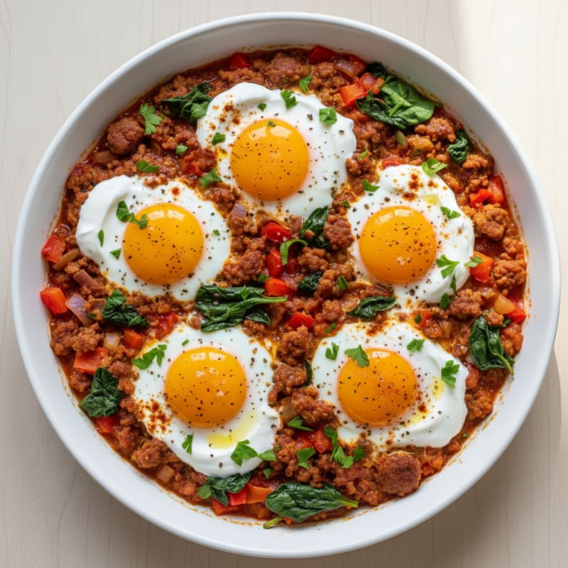 Creamy Baked Eggs with Smoky Chorizo