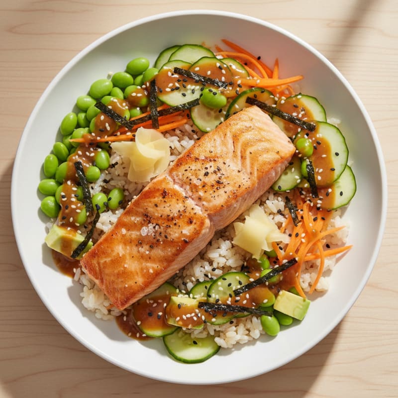 Deconstructed Sushi Rice Bowl with Salmon
