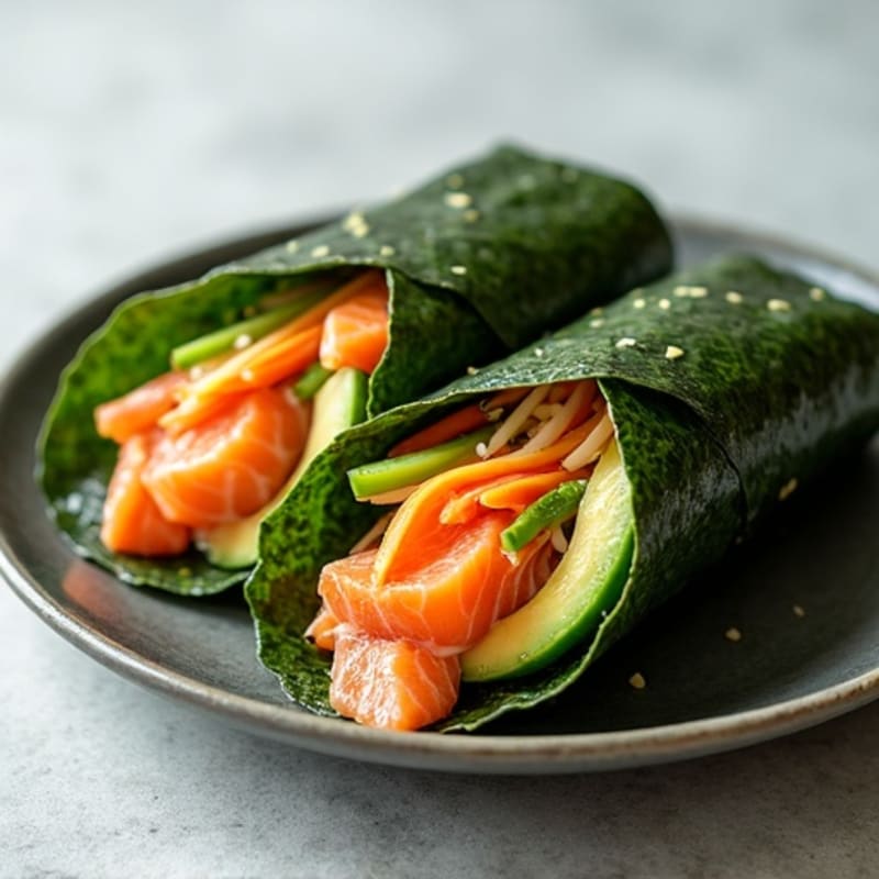 Fresh Salmon and Crisp Vegetable Nori Wraps