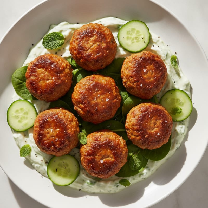 Harissa Meatballs with Mint Yogurt
