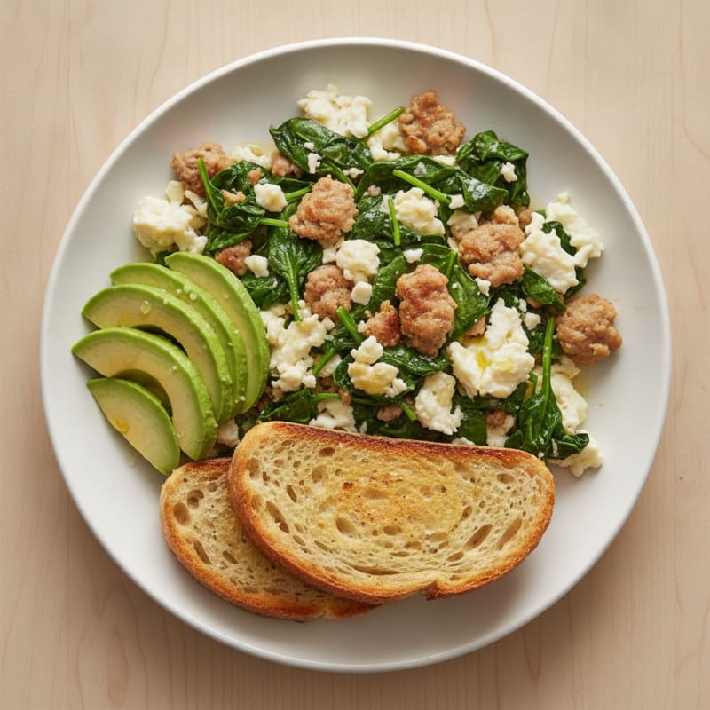 Egg White Scramble with Spinach and Turkey Sausage