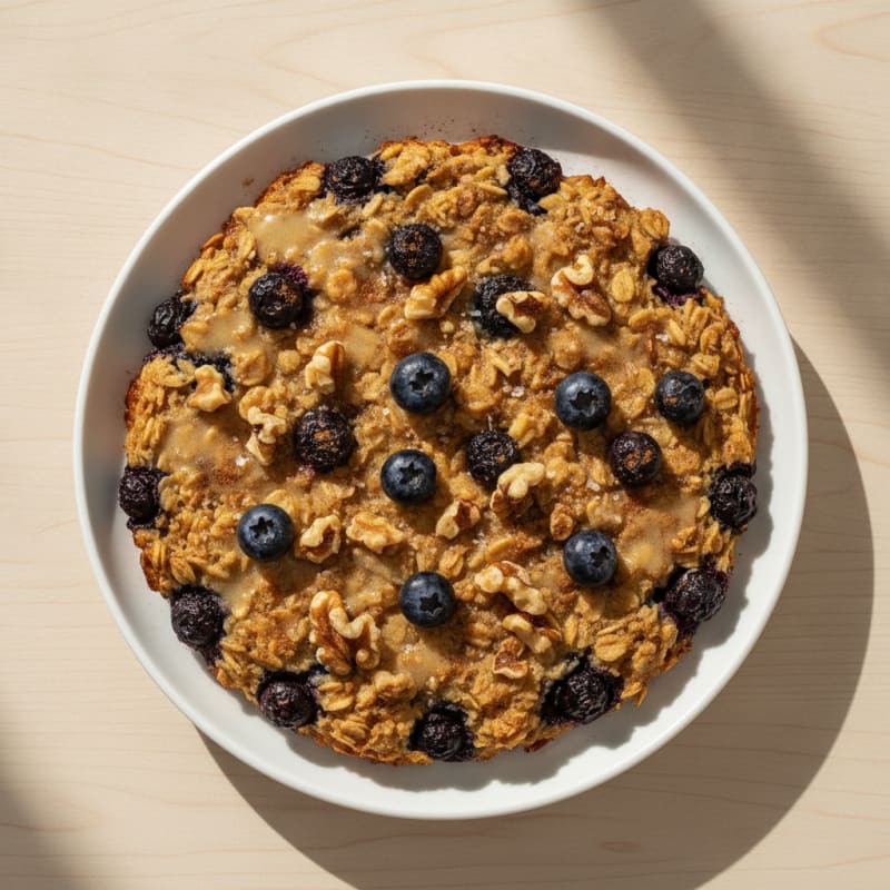 Blueberry Baked Oatmeal with Toasted Nuts