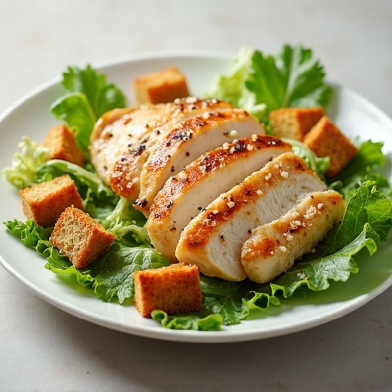 Grilled Chicken Caesar Salad with Crispy Romaine