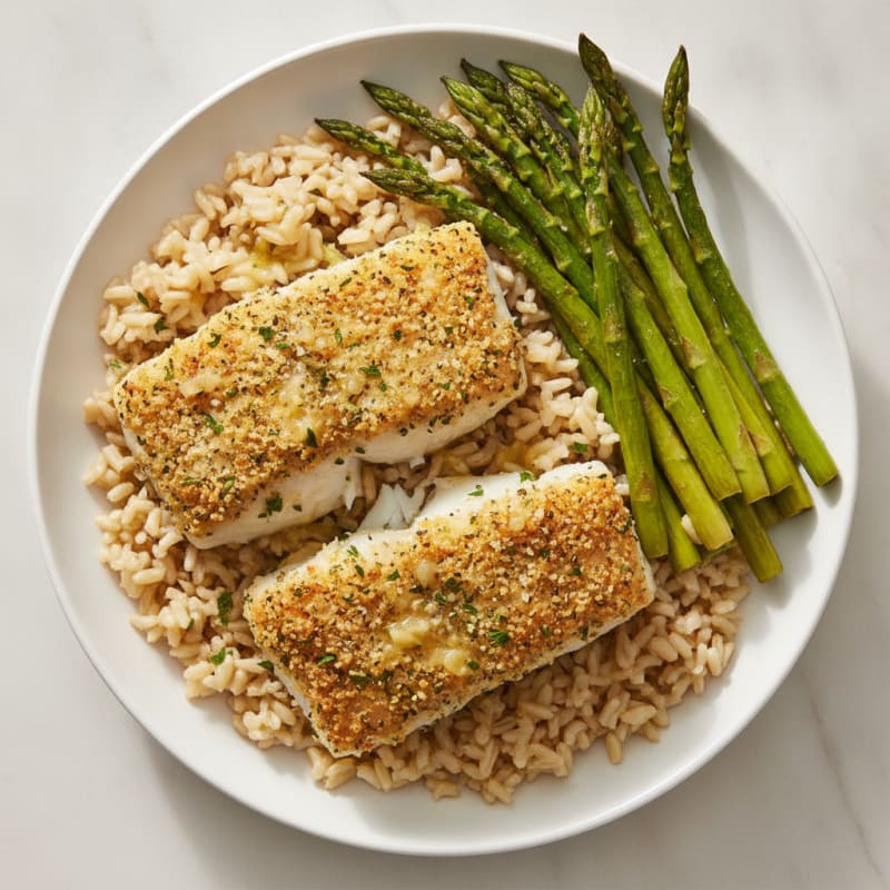 Lemon-Herb Baked Cod with Roasted Asparagus