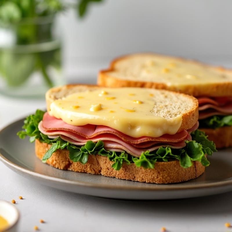 Lean Ham and Swiss Open-Face Melt with Fresh Greens