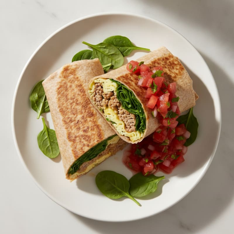 Hearty Sausage Breakfast Burrito with Salsa