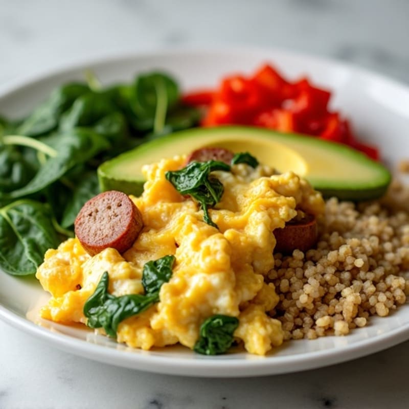 Egg White Scramble with Spinach and Turkey Sausage