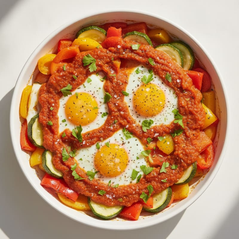 Baked Eggs with Roasted Vegetables