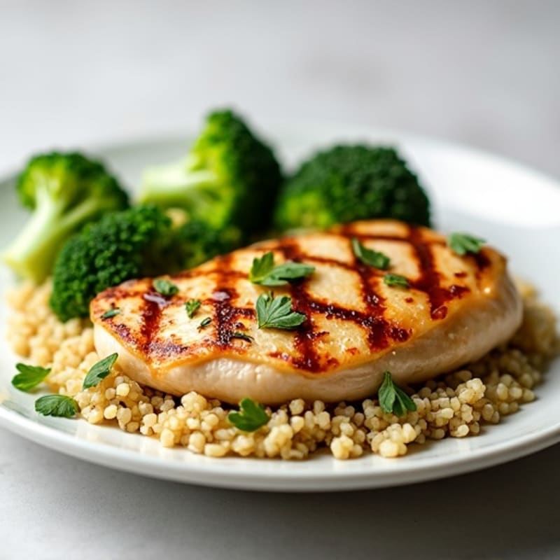 Grilled Chicken Breast with Roasted Broccoli and Quinoa