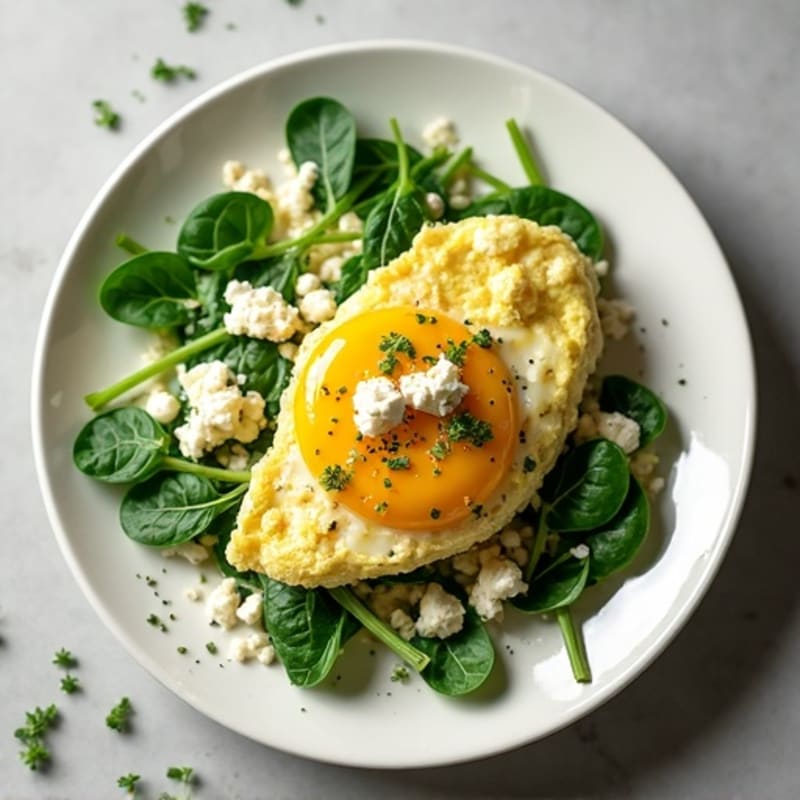 Fluffy Egg White Scramble with Fresh Spinach and Herbs