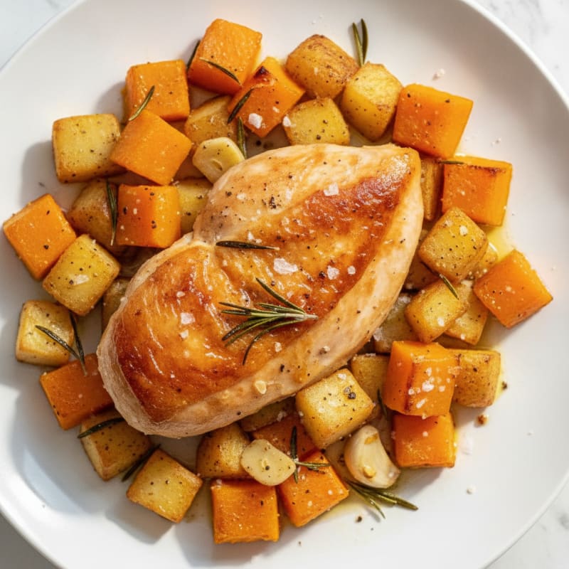 Roasted Chicken with Pumpkin and Potatoes