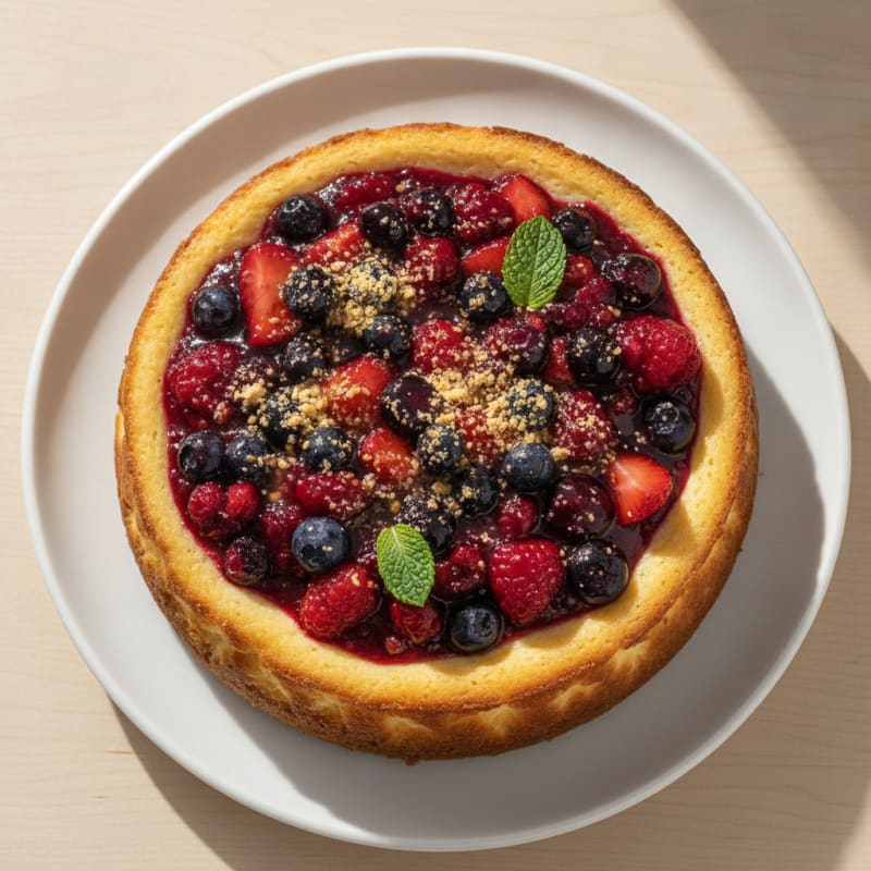 Greek Yogurt Protein Cheesecake with Mixed Berries