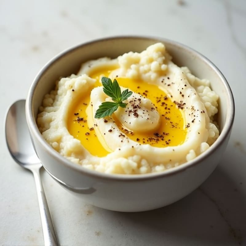 Creamy Cauliflower-Potato Mash with Roasted Garlic