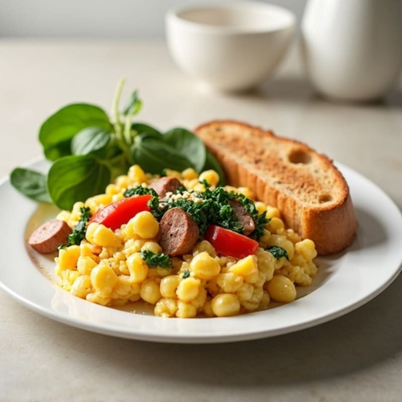 Egg White Scramble with Turkey Sausage and Spinach