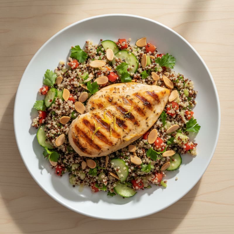 Grilled Chicken Breast with Crunchy Quinoa Salad