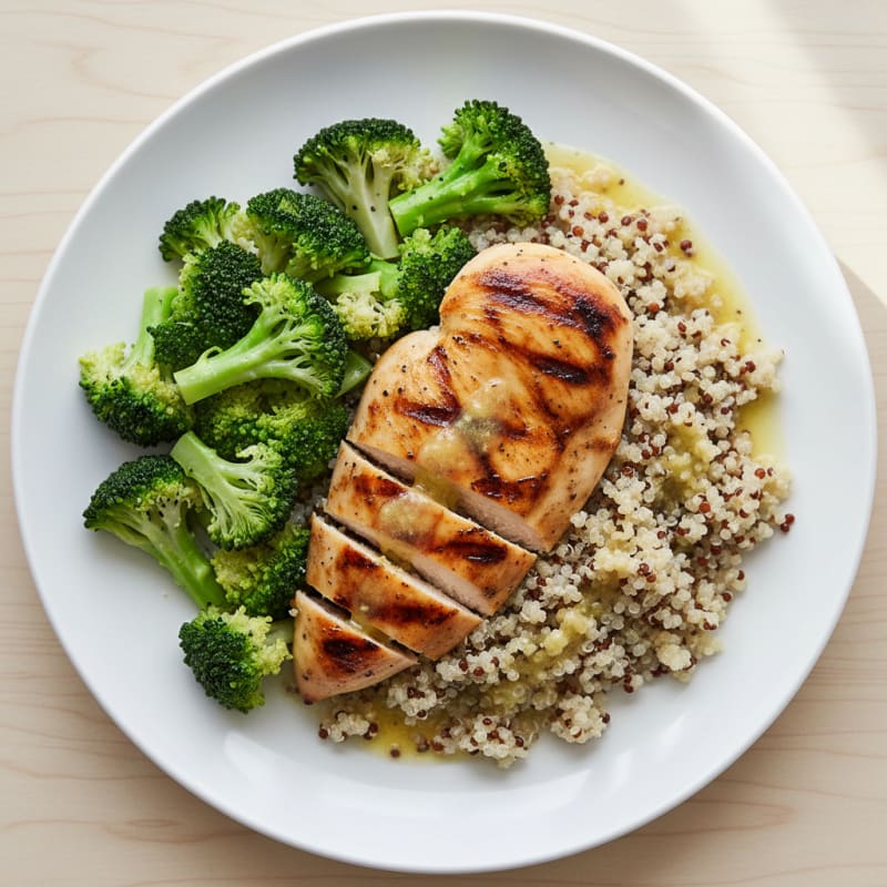 Grilled Chicken Breast with Quinoa and Steamed Broccoli