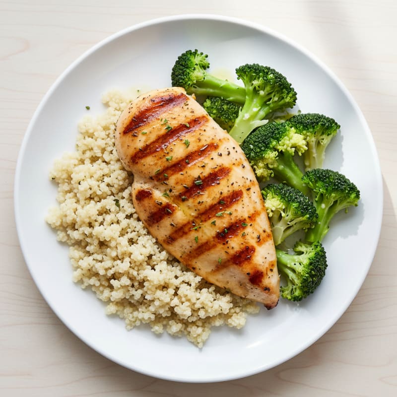 Grilled Chicken Breast with Quinoa and Steamed Broccoli