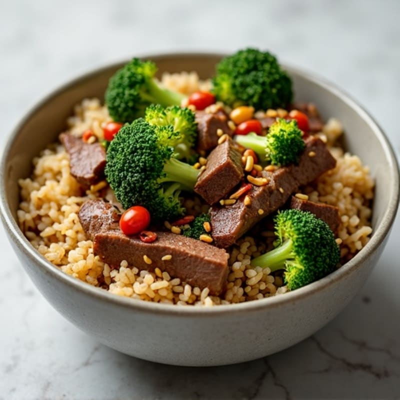Ginger-Garlic Beef and Broccoli Rice Bowl