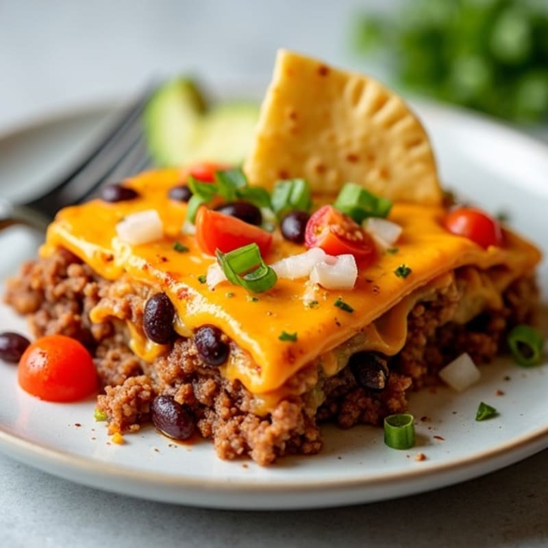 Healthy Cheesy Beef and Black Bean Enchilada Bake