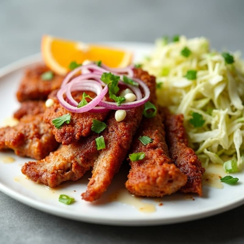 Crispy Citrus Pork Carnitas with Fresh Cabbage Slaw
