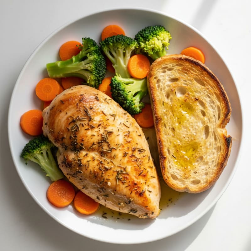 Herb-Baked Chicken with Steamed Vegetables