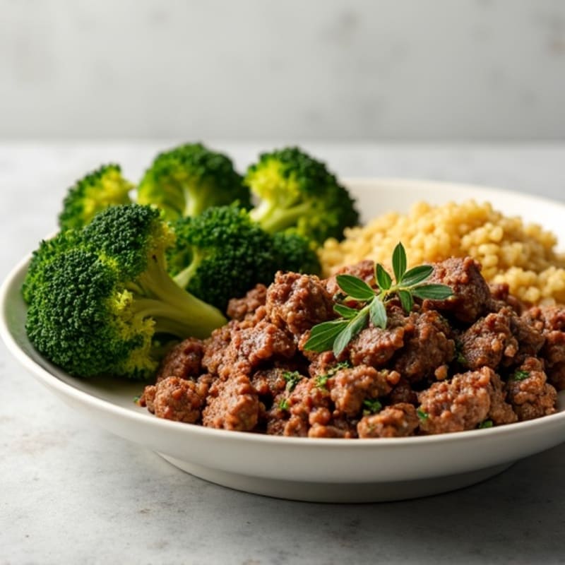 Herb-Seasoned Ground Beef and Crispy Roasted Broccoli