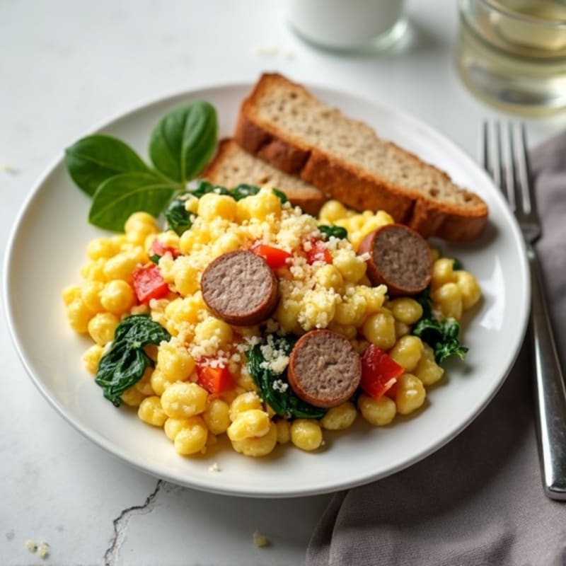 Egg White Scramble with Turkey Sausage and Spinach