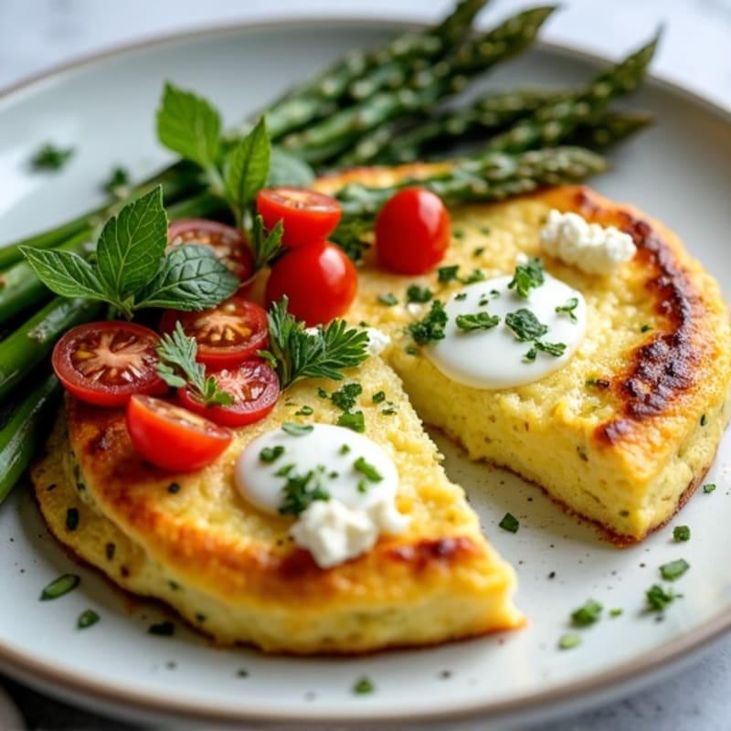 Fluffy Egg White and Herb Frittata with Roasted Asparagus