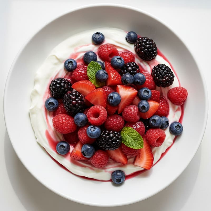 Silky Greek Yogurt with Mixed Berries and Protein Powder