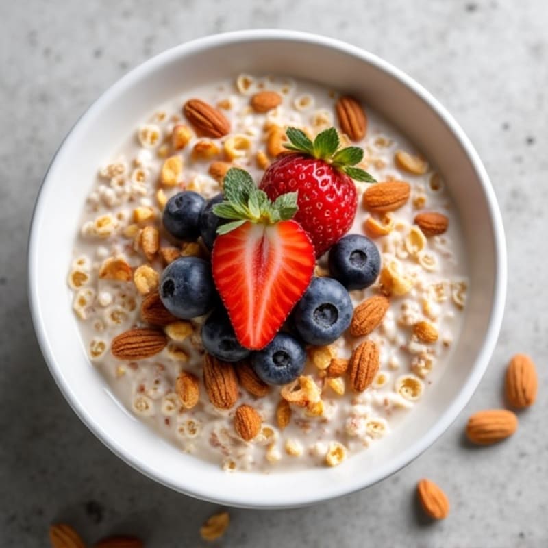 Creamy Protein Oatmeal with Fresh Berries and Toasted Almonds