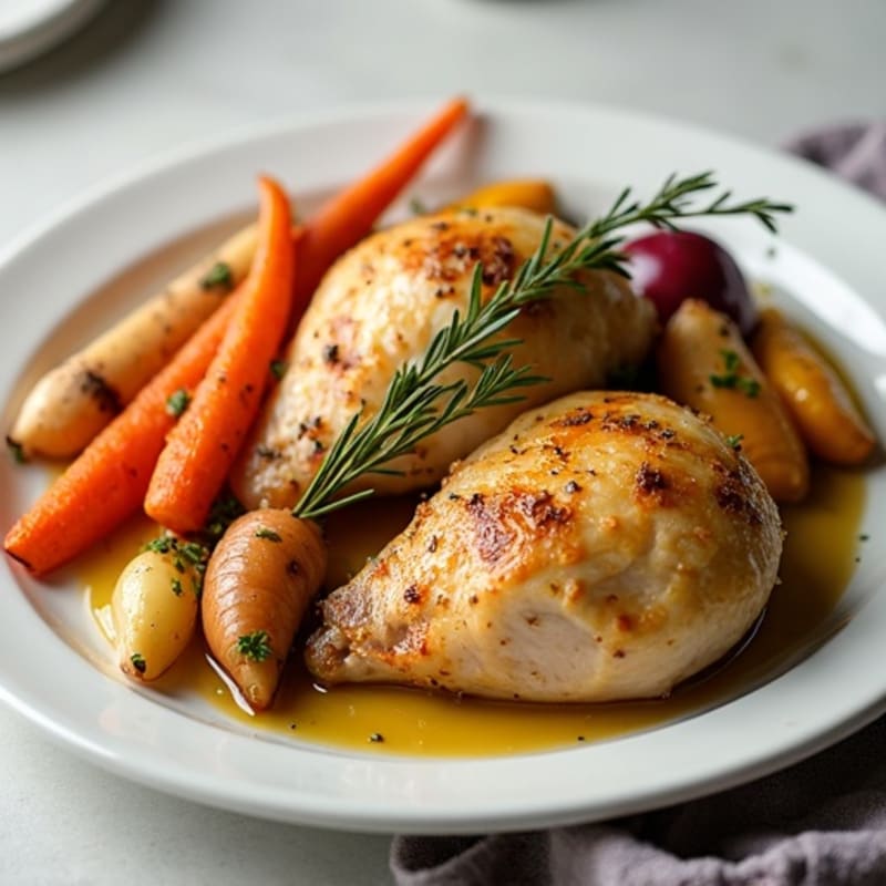 Lemon Herb Roasted Chicken with Roasted Root Vegetables