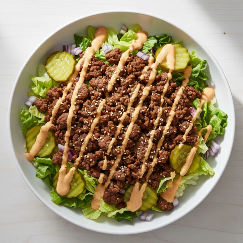 Crispy Ground Beef Big Mac Bowl