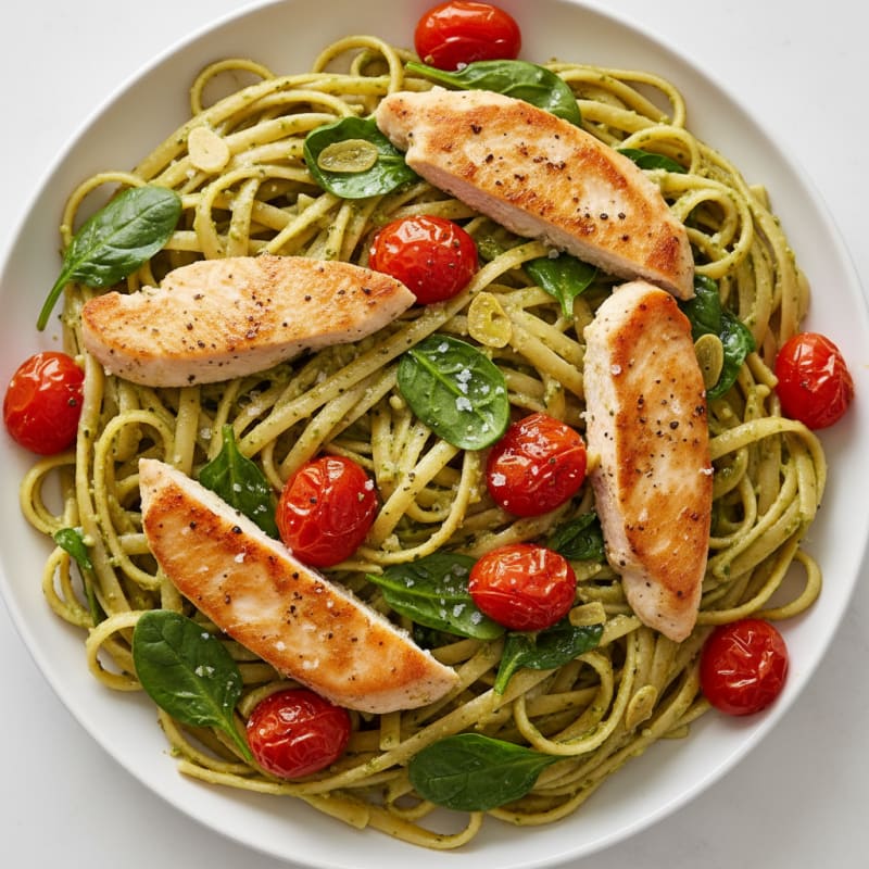 Creamy Pesto Chicken Linguine