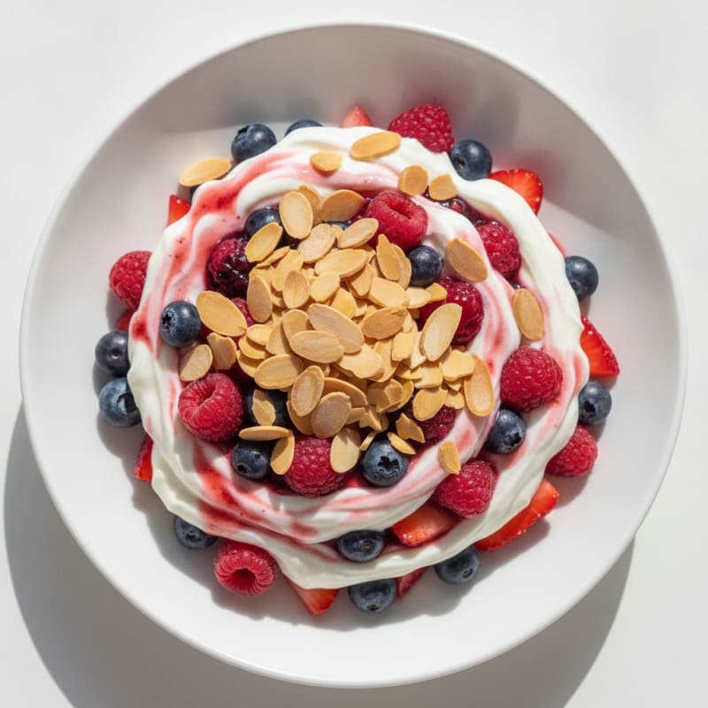 Greek Yogurt Protein Parfait with Berries and Almonds