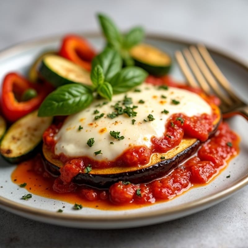 Healthy Baked Eggplant Parmesan with Roasted Vegetables